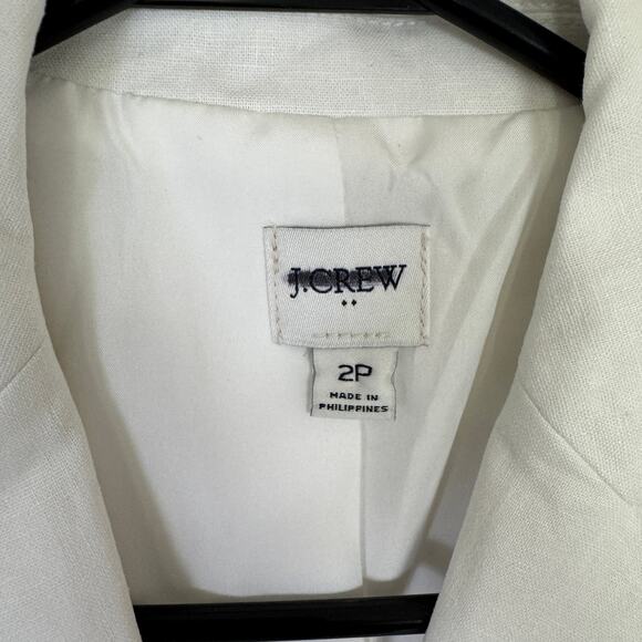 J.Crew Petite Linen-Blend One-Button Blazer SA 2P White Lined Long Sleeve Notch - Picture 5 of 9